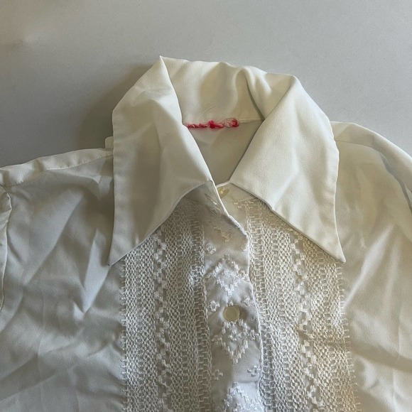 VINTAGE white fancy button down dress shirt M - Picture 1 of 12